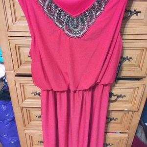 Red orange blooming rose dress